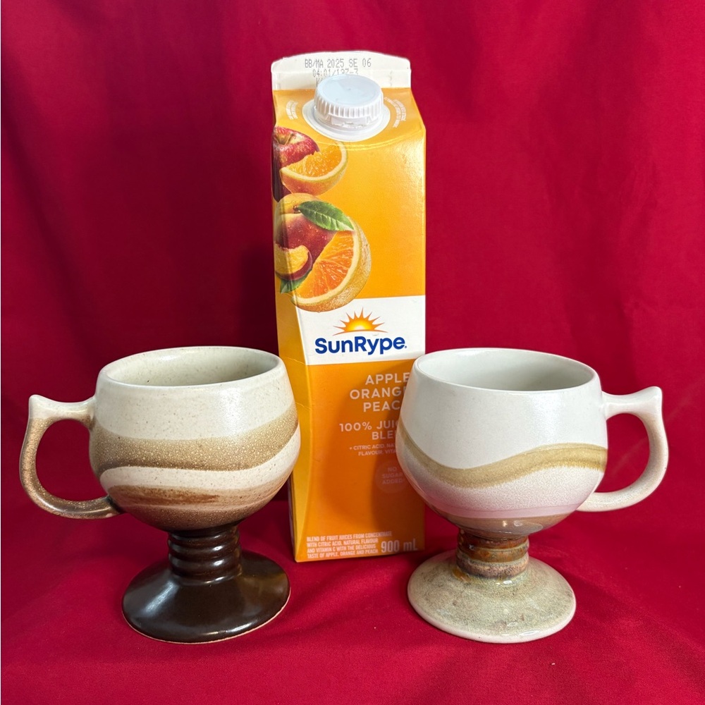 2- vtg Otagiri stoneware footed coffee/ tea mugs.